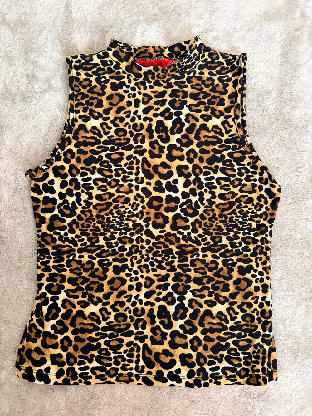 Vintage Hot Kiss Leopard Mock Neck Tank - Brown & Black